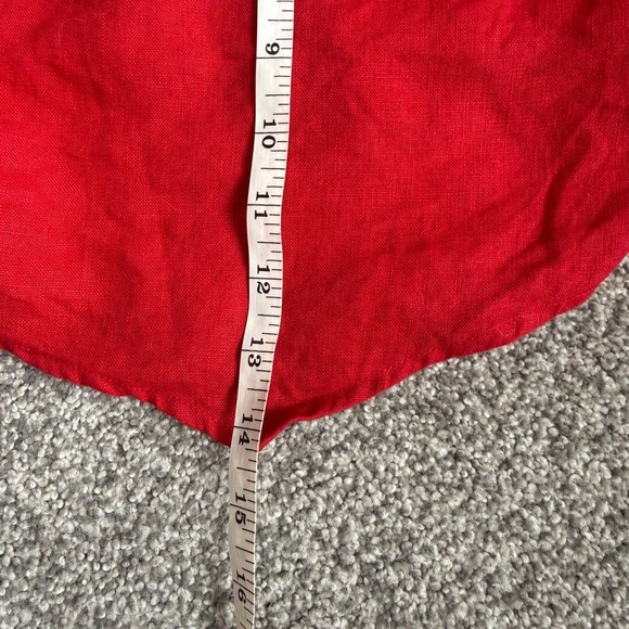 Reformation Red Linen Handkerchief Hem Tube Top Smocked Back Zip Size 10 - Picture 7 of 7